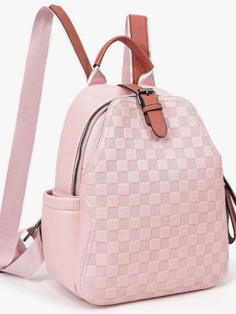 Cute And Elegant PU Leather Backpack Plaid Backpack for Women